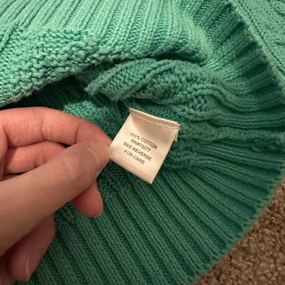 Croft & Barrow Teal Cable Knit Turtleneck Sweater - Picture 3 of 5